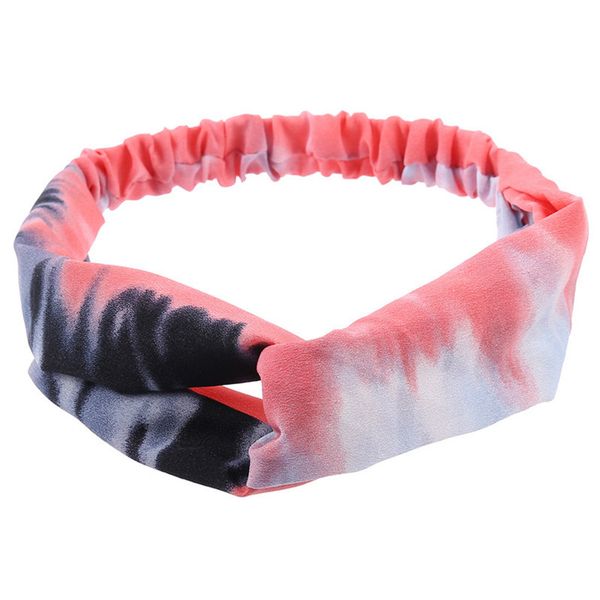 

women tie-dyed headband outdoor sports hair band hairbands head band cross knot elastic turban headwrap hair accessories 6color d61606, Slivery;white