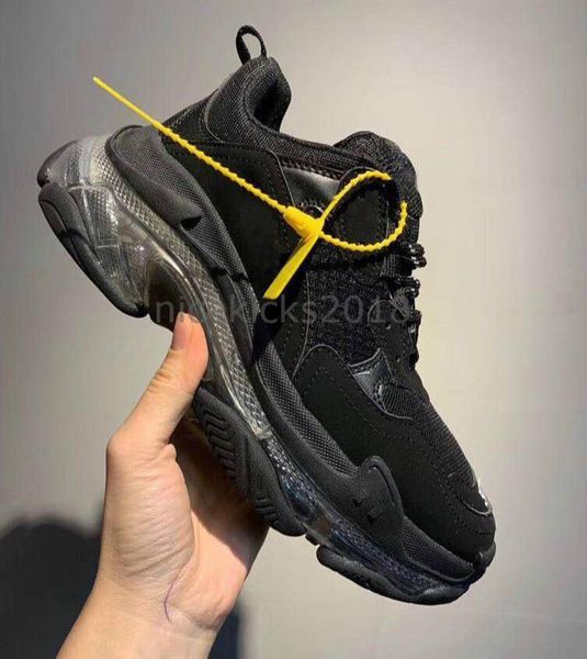 

personality paris crystal bottom triple-s casual shoes luxury dad shoe platform triple s sneakers for men women lace up dust bag tennis k0, Black