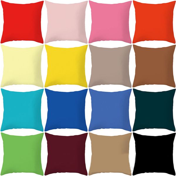 New 30 Fashion Simple Pure Colored Single Pillow Cover Square Sofa