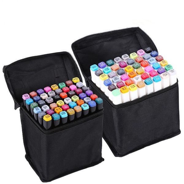 

168 colors single art markers brush pen sketch alcohol based markers dual head manga drawing pens art supplies, Black;red