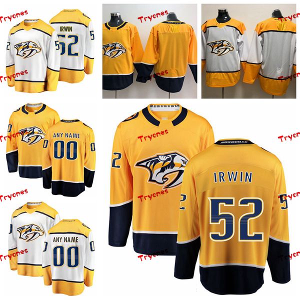 

2019 customize matt irwin nashville predators stitched jerseys custom home gold shirts #52 matt irwin hockey jerseys s-xxxl, Black;red