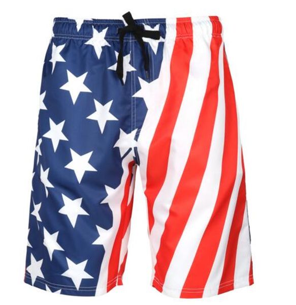 

2019 men's quick drying beach pants, large size creative printed shorts flag european american summer sports pants,flexible stylish swi