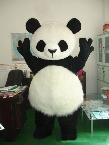 

2018 factory wedding panda bear mascot costume fancy dress size, Red;yellow