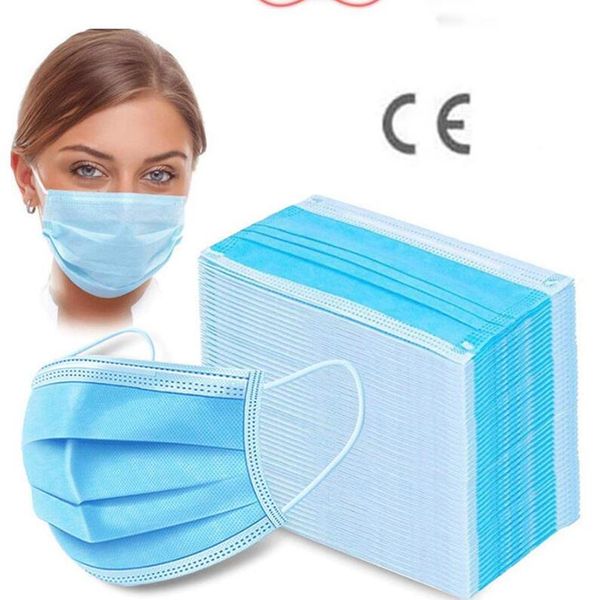 

dhl 5-10 days face mask 3 layer earloop dust mouth masks cover 3ply non-woven anti dust mask soft breathable safety face masks