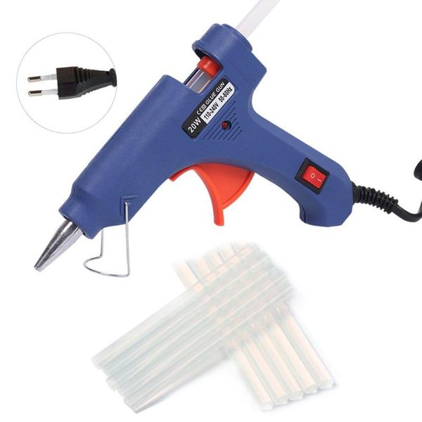 

20w 220v melt glue gun with 10pcs glue stick industrial mini guns thermo electric heat temperature repair tools