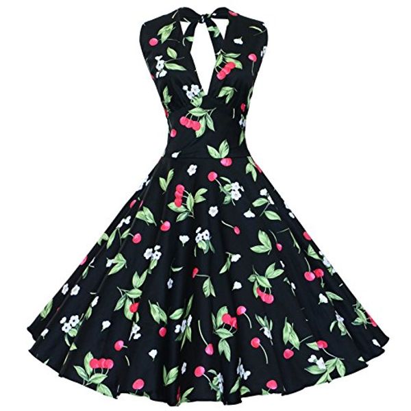 

casual dresses maggie tang women's 1950s vintage rockabilly dress, Black;gray
