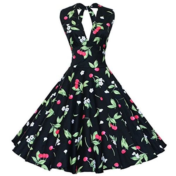 

maggie tang women's 1950s vintage rockabilly dress, Black;gray