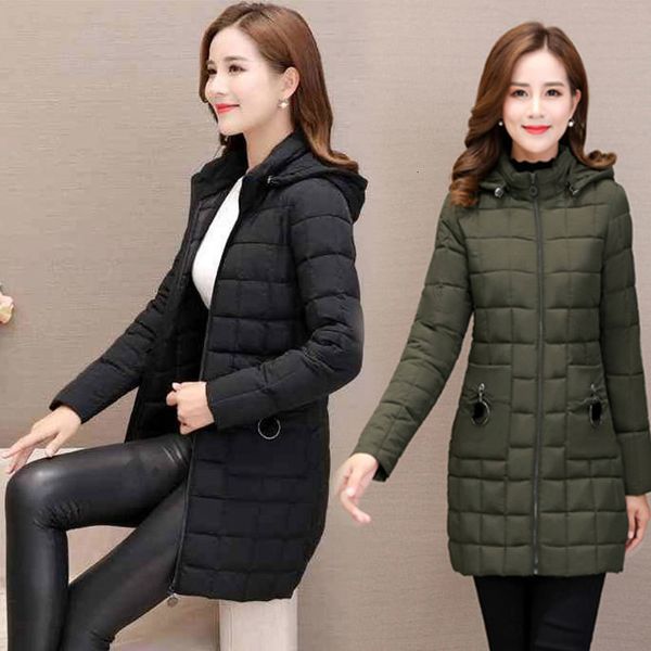 

women's clothes girls long fund frivolous fund self-cultivation down cotton quinquagenarian cotton-padded jacket loose coat, Black
