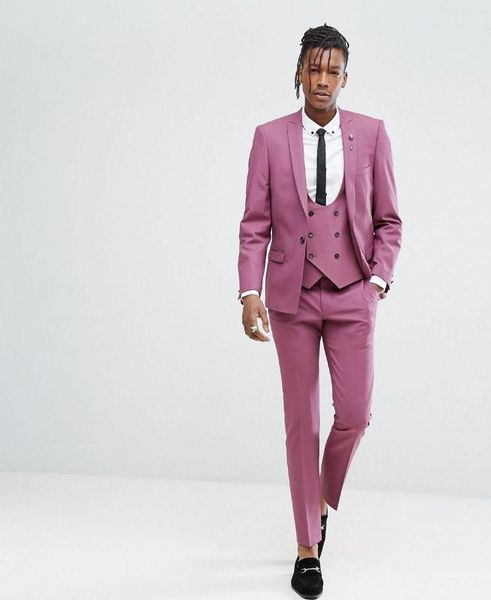

custom made 2020 pink mens suits tuxedo three pieces (jacket+pants+vest) groomsmen wedding suits prom mens han, White;black