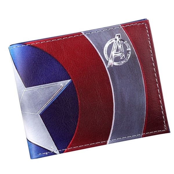 

designer wallet purse comics marvel avengers superhero captain america shield faux leather bifold wallet id cash purse, Red;black