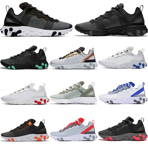 

nik 36-45 react element 55 mens luxury shoes se womens trainers triples black all white university red total orange sports sneakers