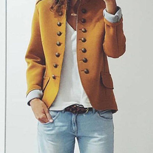 

women's suits & blazers arrival women lady long sleeve buttons solid color suit coat for autumn winter party, White;black