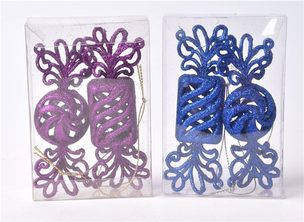 

tree decoration pendant christmas commodity 10cm blue purple glitter candy pendant and blue deer single group