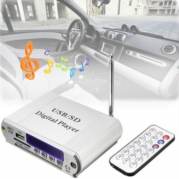 

mini audio dc 12v led display fm radio with remote control digital player aluminum alloy car home usb headphone mp3 durable