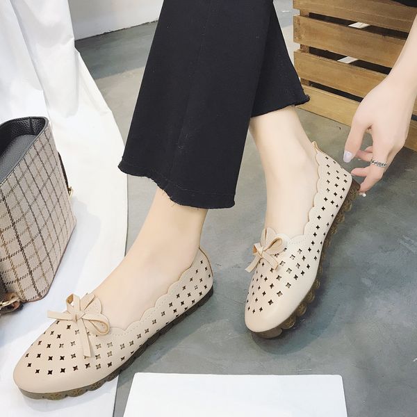 

new spring autum hollow fashion casual flat shoe breathable women soft outdoor singles shoes peas boat shoes, Black
