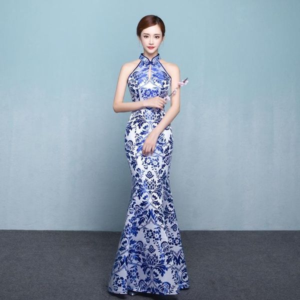 

ethnic clothing slim party cheongsam vintage chinese style womens wedding qipao evening dress elegant sleeveless long robe retro vestid, Red