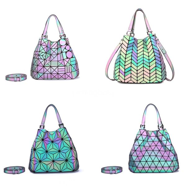 

brand designer new glitter patchwork shining shoulder laser shopping bags pu women handbag geometric with shoulder strap #394