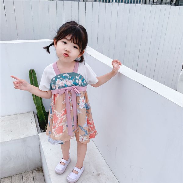 

child hanfu dress chinese princess fairy dress chinese dance costumes for girls baby folk dance stage costume dqs2368, Black;red