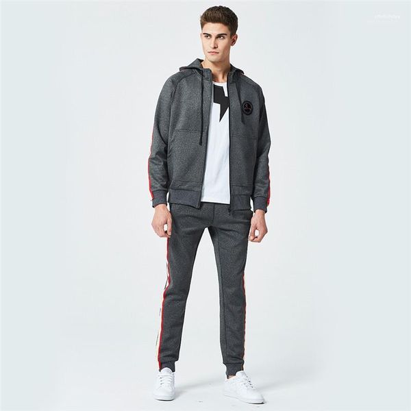 

print spring hooded 2pcs mens tracksuits long sleeve loose mens sports sets fitness running male apparel claws, Gray