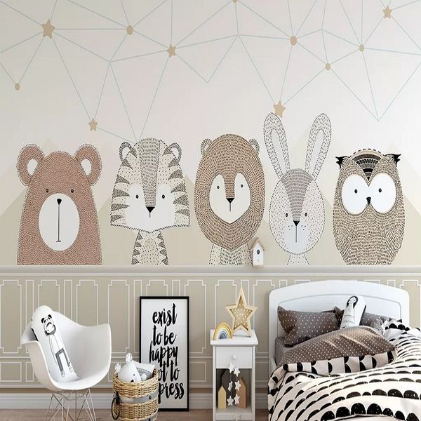 

new custom large mural 3d wallpaper cute cartoon nordic modern children's bedroom mural tv back wall decor deep 5d embossed