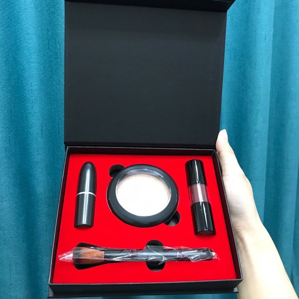 

дропшиппинг известный бренд макияж набор 4в1 lipsticklipglosspowdermakeup кисти составляют комплект для рождество день святого валентина под