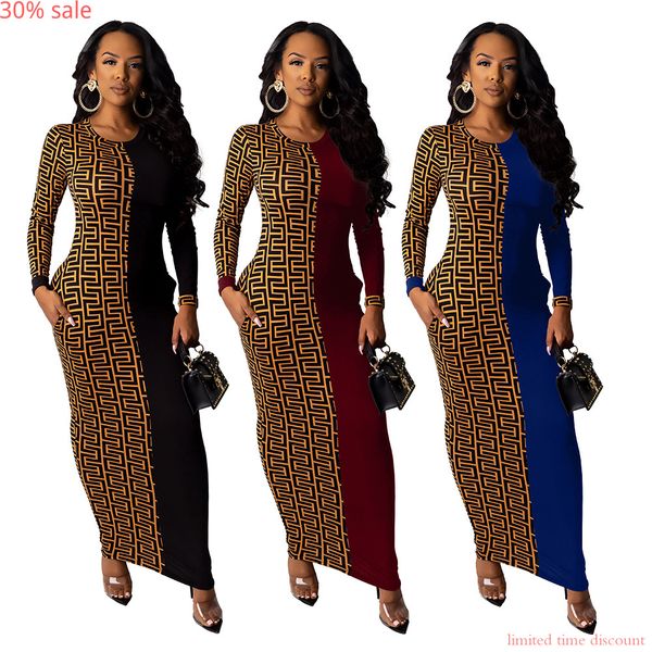 

african dresses women boho long sleeve maxi leopard club dress ladies party dresses geometric autumn fashion bodycon robe femme, Black;gray