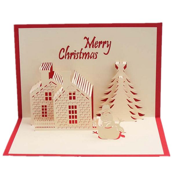 

3d up card merry christmas cards tree winter gift up card decoration stickers laser cut new year greeting cards