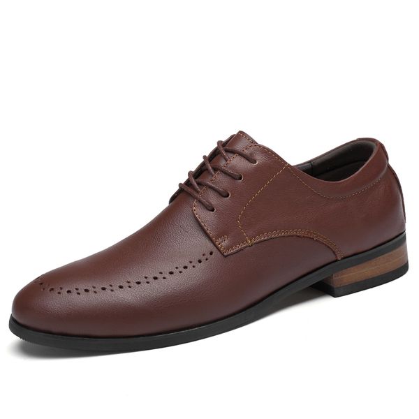 

new for men pointed toe business dress men formal shoes wedding fashion genuine leather shoes flats oxford %6818, Black