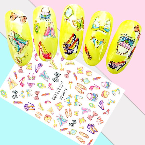 

diy nail art decoration manicure umbrella flower nail sticker bow nails stickers decal cartoon dress up love stickers for nails, Black