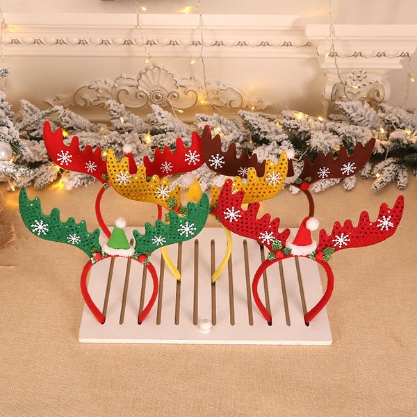 

christmas decorations for home xmas sequins head button headband elk headwear christmas antlers gifts kids toys boneca metoo