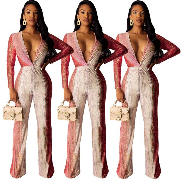 

a8169 european and american fashion jumpsuit women's explosive casual casual printing v-neck jumpsuit, Black;white