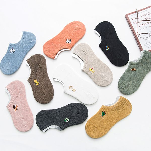 

animal women cartoon socks cute boat sock kawaii art cotton funny sweet fashion casual calcetines happy korean breathable sweat, Black;white