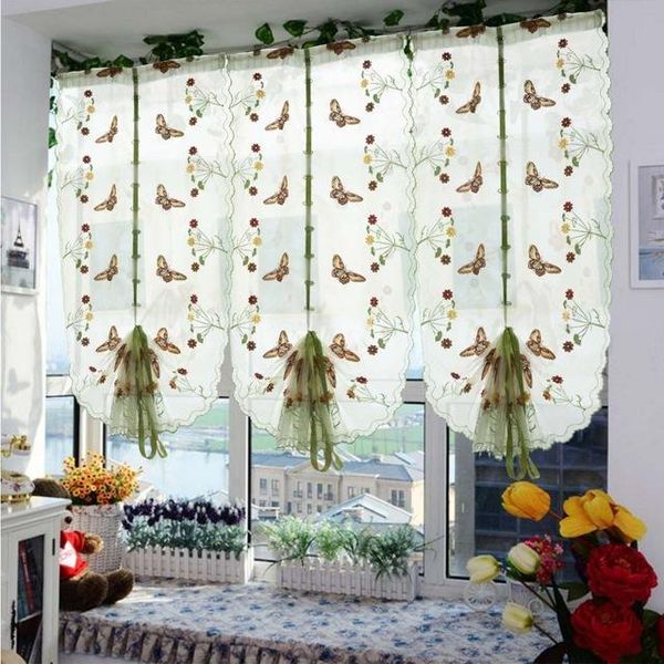 

eco-friendly tulle window roman curtain embroidered sheer for kitchen living room bedroom window curtain screening butterfly