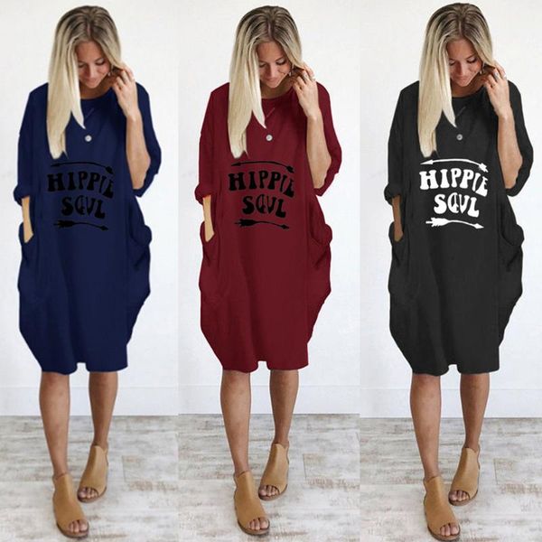 

women's hoodies & sweatshirts fashion autumn letter long sleeve dress, Black