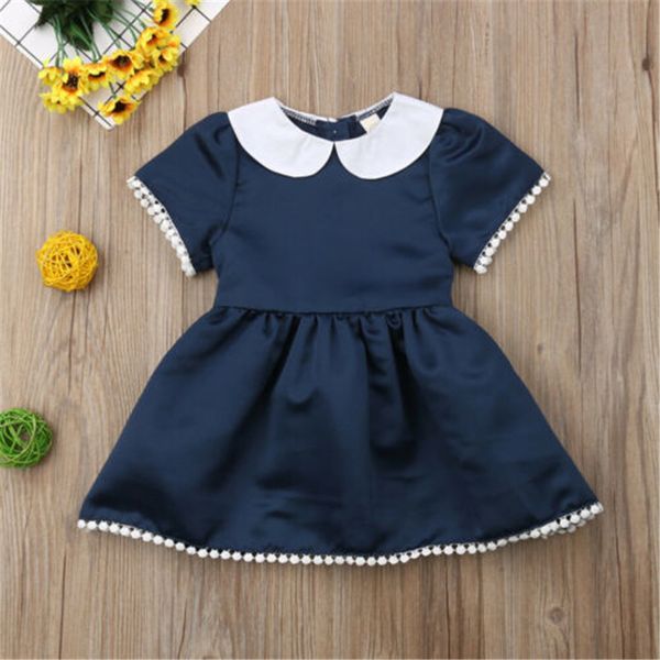 

2019 summer short sleeve peter pan collar party wedding bridesmaid tutu dresses children flower kids baby girl princess dress, Red;yellow