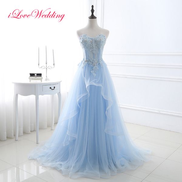 

пром платья длинные 2019 милая light blue тюль кружева аппликация бисероплетение женщины бинты выпускные платья vestidos-де-гала, White;black