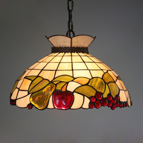 

16 inch tiffany glass apple pattern shade pendant lamp bedroom study living room hanging lamp european dinning room light