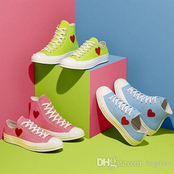 

2020 new play chuck 70 hi cassic 1970s benevolent big eyes casual shoes 1970 mixed rubber campus wild canvas shoes casual shoes, White;red