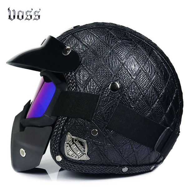 

black open face half leather helmet moto motorcycle helmet vintage motorcycle motorbike vespa