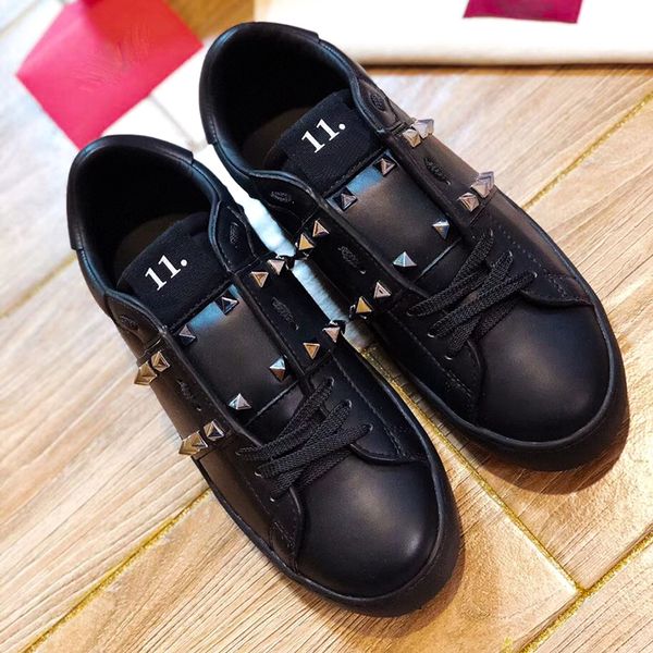 

with box designer sneakers shoe low cut dress shoes for men and women rivet casual shoes party wedding shoe luxur leather sneaker 35-45, Black