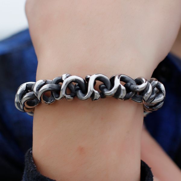 

choose 13mm 8.66'' heavy 84g pure stainless steel shiny skull link chain bracelet women men jewelry punk hip-hop jewelry, Golden;silver