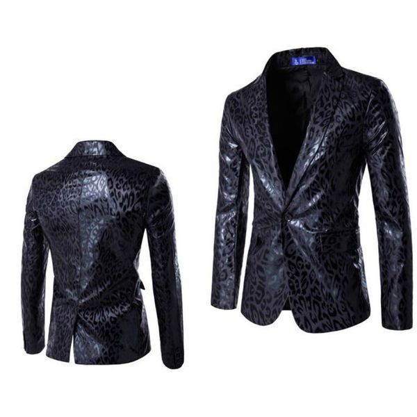 

european and american style personality fashion one button suit leopard print suit groomsman dress men's jacket, White;black