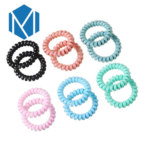 

m mism 1 pair smooth spiral shape women elastic hair bands telephone wire rubber hair rope band for girls kids accessories