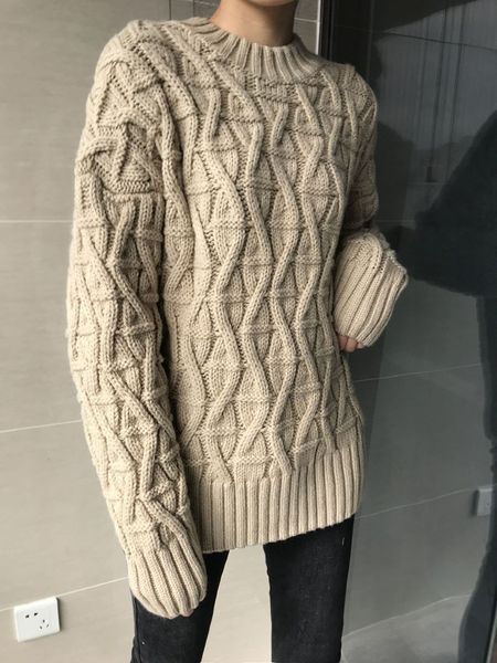 

merino wool thickened new line twist long sleeve knit sweater, White;black