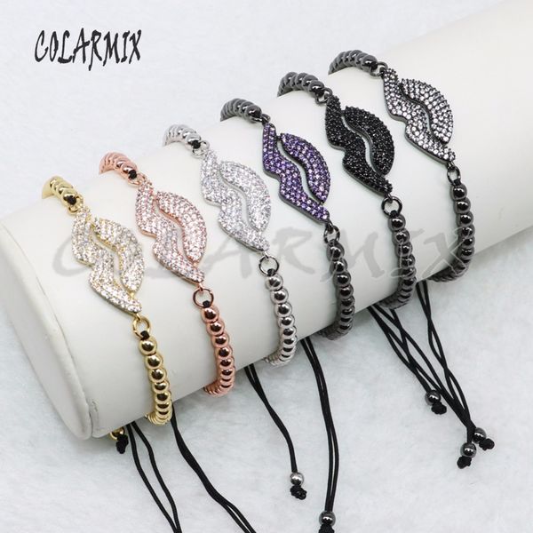

10 pieces lips bracelets lip beads mix colors beads beaded bracelets gems jewelry for women 4878, Black