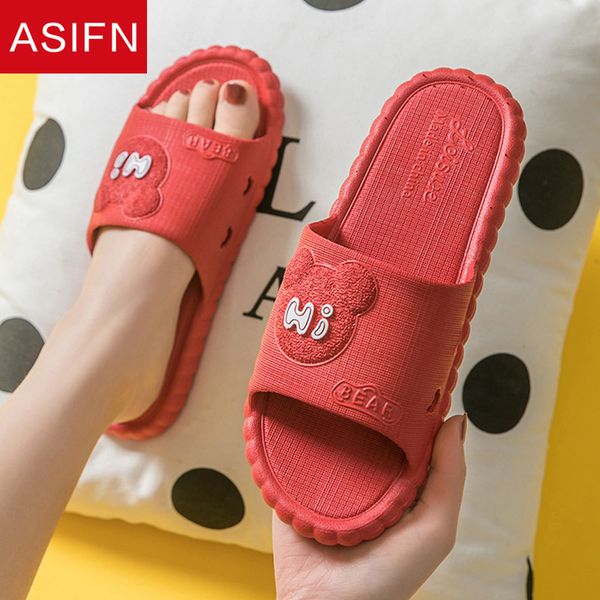 

asifn cute slippers women bear slipper summer mules non slip home shoes slides bathroom flip flops shoes woman zapatos de mujer, Black
