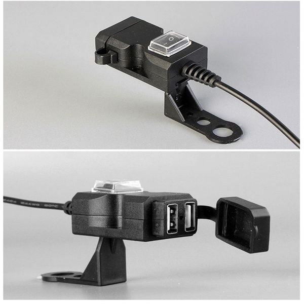 

multi-function waterproof electric car scooter usb charger mobile phone bracket with switch charger mobile phone 4