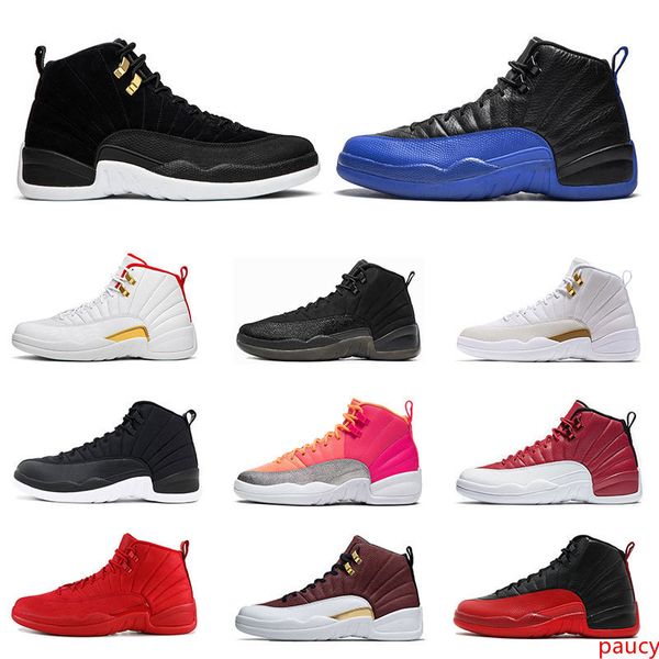 

new mens 12s basketball shoes game royal reverse taxi punch nylon gym red 12 flu game taxi sports sneaker trainers size 7-13