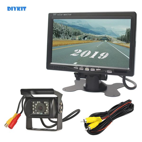 

diykit 7" rear view car monitor ir night vision waterproof ccd backup car camera for buses trucks heavy equipent vehicles