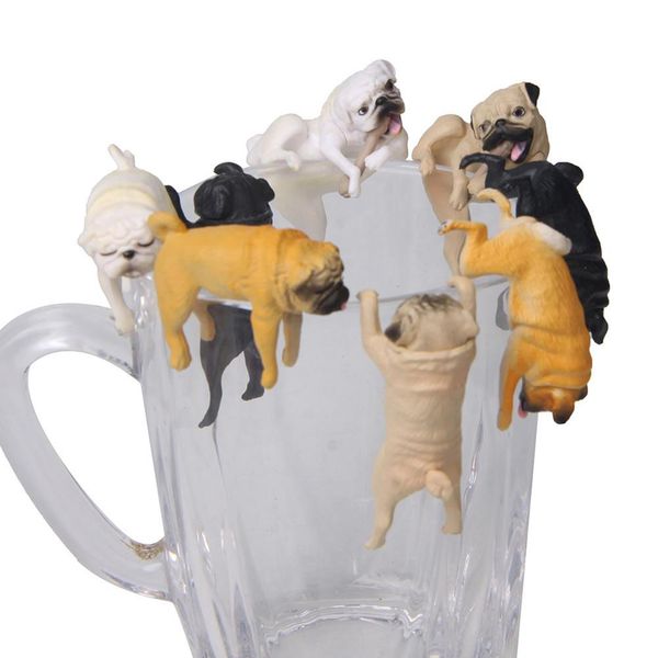 

realistic mini pug dog figurine hanging on cup rim diy fairy garden accessory new